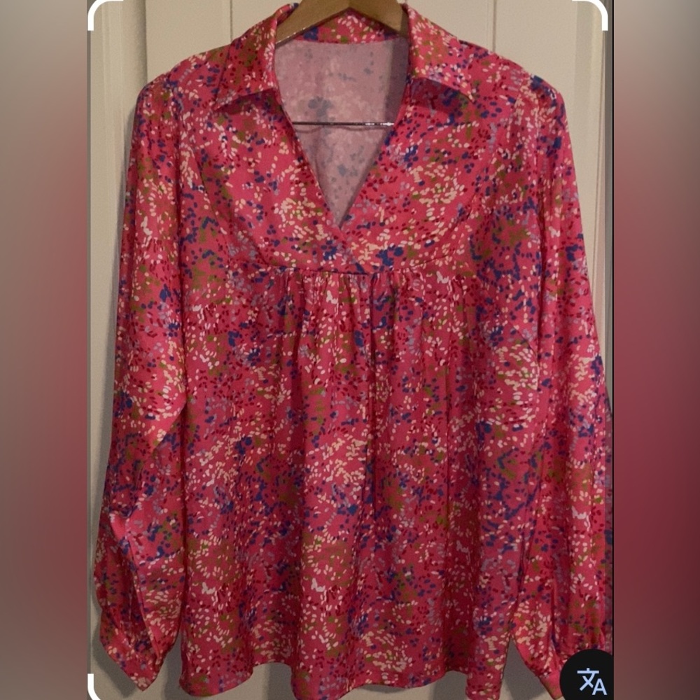 Pink Long Sleeve Relaxed Blouse